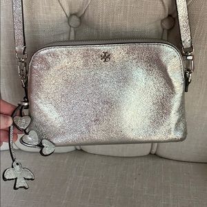 Tory Burch Metallic Silver Crossbody